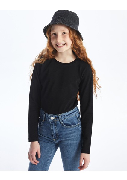 Lcw Kids Bisiklet Yaka Basic Uzun Kollu Kız Çocuk Tişört