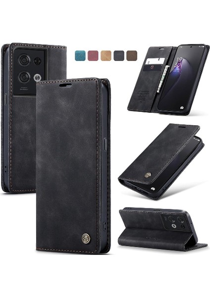 Oppo Oppo 8 Pro 5g Için Flip Case Kart Yuvası Kickstand Vintage Pu Flip (Yurt Dışından)