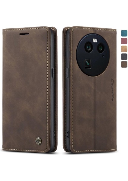 BDT Market Oppo Bulmak Için Flip Case X6 5g Vintage Pu Deri Cüzdan Kılıf Kart Yuvası (Yurt Dışından)