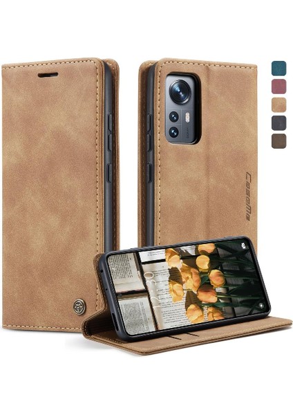 Xiaomi 12/12X/12S Için Flip Case Vintage Pu Deri Cüzdan Flip Folio Kitap (Yurt Dışından)