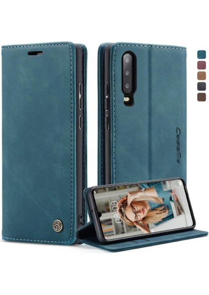 Huawei P30 Durumda Kart Yuvası Kickstand Manyetik Kapatma Vintage Için Flip Case (Yurt Dışından)