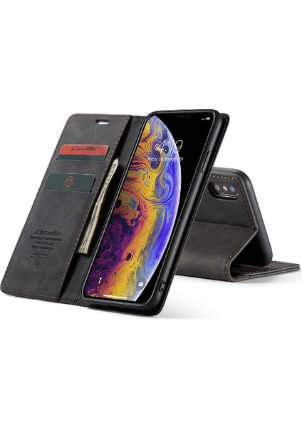 Iphone x Için Flip Case/xs Durumda Kart Yuvası Kickstand Manyetik Kapatma Pu (Yurt Dışından)