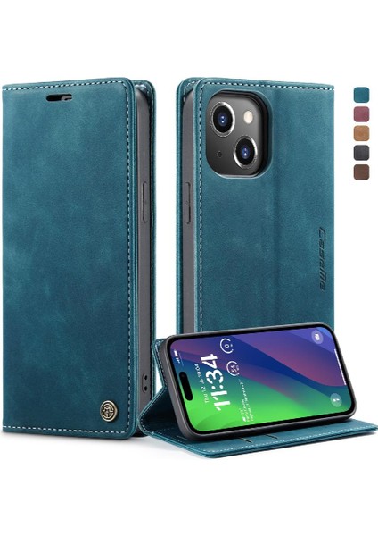 Iphone 15 Için Flip Case Artı Vintage Pu Deri Cüzdan Flip Folio Kitap (Yurt Dışından)