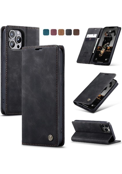 Iphone 13 Için Flip Case Pro Max Durumda Kart Yuvası Kickstand Manyetik Kapatma (Yurt Dışından)