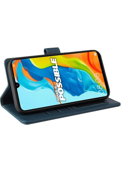Huawei P30 Lite Premium Deri Kickstand 4 Köşe Üç Için Flip Case (Yurt Dışından)