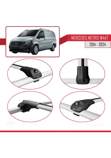 Mercedes Metris (W447) 2014 ve Sonrası ile Uyumlu Ace-1 Ara Atkı Tavan Barı Gri 4 Adet Bar fırsatları