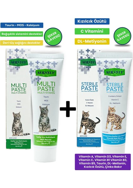 Sterile Paste 100GR + Multi Paste 100GR ( Kediler Için Multivitamin Malt Macunu )