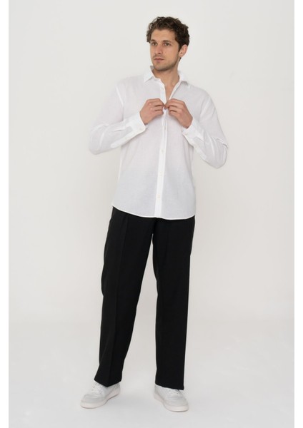 Jack & Jones Jjelinen Blend Shirt Ls Sn White