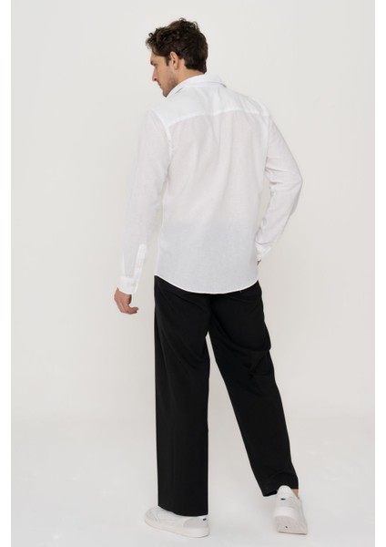 Jack & Jones Jjelinen Blend Shirt Ls Sn White