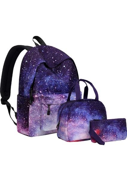 Starry Sky Sırt Çantası, Öğrenci Okul Çantası, Kadın Yemek Çantası, Günlük Çanta Seti (Yurt Dışından)