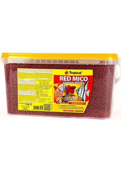 Red Mico Colour Sticks Kan Kurdu Içerikli Ekstrüde Balık Yemi 5 Lt 1.7 kg