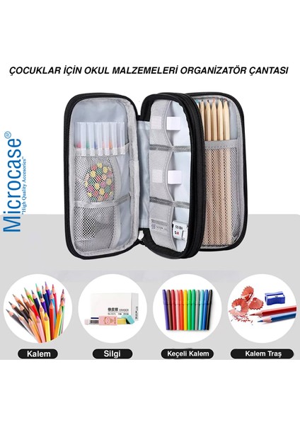 Taşınabilir   Çift Katman ve Fermuarlı 8 Bölmeli Çoklu HDD Organizer Büyük Boy 15X25CM -AL4403