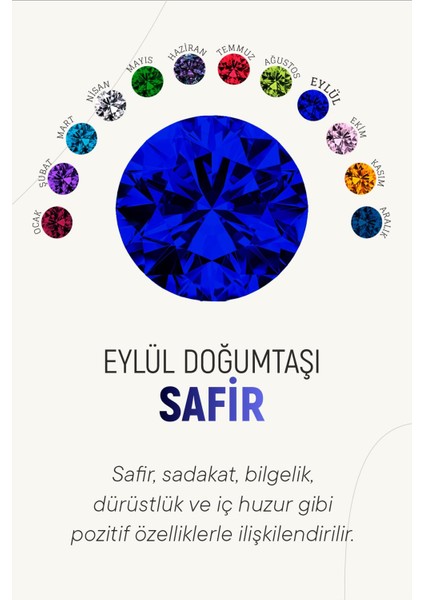 Eylül Safir Doğum Taşı Rose Tektaş Çivili Gümüş Küpe