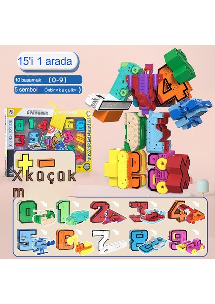 Dijital Dönüşüm Robotu 0-9 Dijital Dönüşüm Oyuncak Büyük Çocuk Eğitici Dijital Oyuncak Seti Numaraları Semboller 15 In 1 (Yurt Dışından)