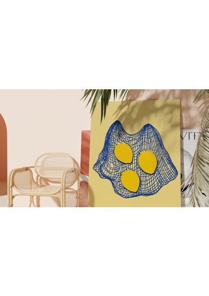 Limonlar Minimalist Kanvas Tablo - Salon Oturma Odası Mutfak Ofis Için Duvar Dekoru