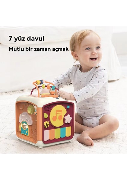 Bebek Çoğu Çalışma Hexahedral Çarpma Davul Müzik Polihedral El Çarpma Davul Erken Eğitim Bulmacası Oyuncağı (Yurt Dışından)