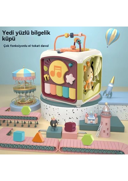 Bebek Çoğu Çalışma Hexahedral Çarpma Davul Müzik Polihedral El Çarpma Davul Erken Eğitim Bulmacası Oyuncağı (Yurt Dışından)