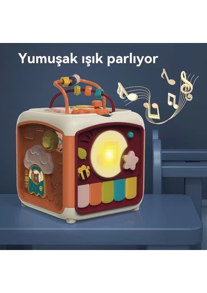 Bebek Çoğu Çalışma Hexahedral Çarpma Davul Müzik Polihedral El Çarpma Davul Erken Eğitim Bulmacası Oyuncağı (Yurt Dışından)