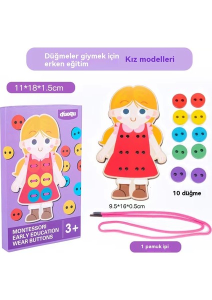 Düğme Halatlama Oyunu Erken Eğitim Ahşap Bağlama Ayakkabı Bağı Düğme Giydirme Eğitici Oyuncak (Yurt Dışından) indirimleri