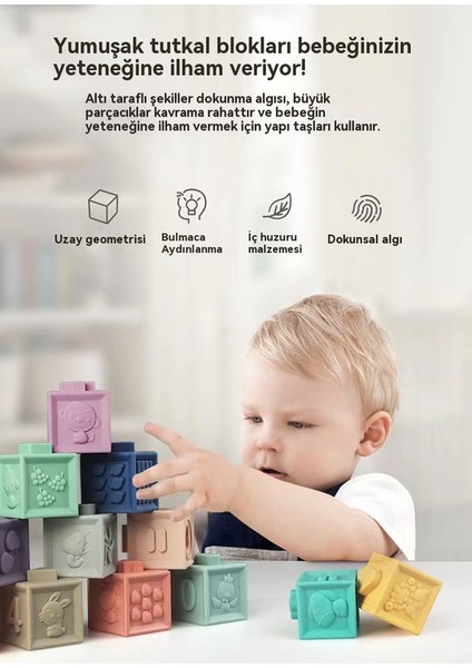 Bebekler ve Çocukların Yumuşak Kauçuk Blokları Isırılabilir ve Çiğnenebilir. 0-3 Yaş Için Silikon Erken Eğitim Bulmaca Oyuncakları (Yurt Dışından)