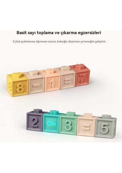 Bebekler ve Çocukların Yumuşak Kauçuk Blokları Isırılabilir ve Çiğnenebilir. 0-3 Yaş Için Silikon Erken Eğitim Bulmaca Oyuncakları (Yurt Dışından)
