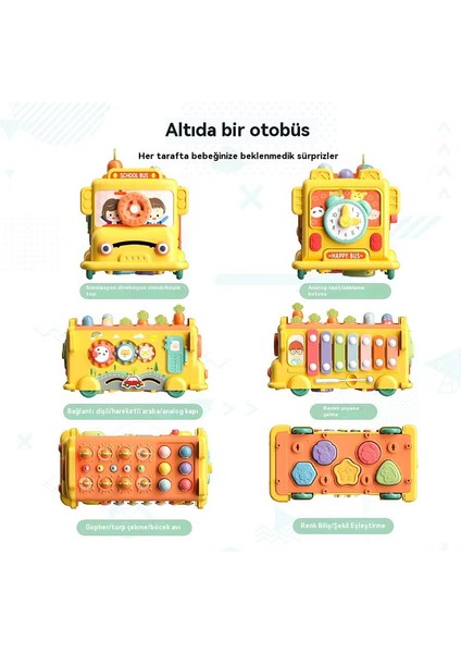 Yeni Çok Fonksiyonlu Bebek Otobüsü Saklama Kutusu, Erken Eğitim Makinesi, Bulmaca Akıllı Bebek Müzik Aydınlanma Oyuncak (Yurt Dışından) fiyatları