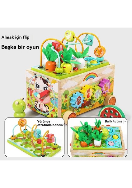 1-3 Yaş Arası Oyuncaklarla Eşleştirilmiş, Yuvarlak Boncuklu ve Piyano Çalma Bloklu, Çok Fonksiyonlu, El Boyaması Kurbağa Arabası (Yurt Dışından) modelleri