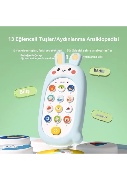 Çocuk Silikon Cep Telefonu Yatıştırıcı Oyuncak Bebeğin Bulmacasını Çiğneyebilir Erken Eğitim 0-3 Yaşındaki Bebek Simülasyon Müzik Telefonu (Yurt Dışından) fırsatları