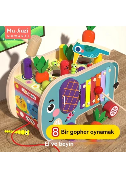 Çocuk Ahşap Oyuncakları - Yer Faresi Oynayan, Piyano Çalan, Sürükleyen, Dokunan, Eşleştirme, Etkileşimli Yapboz Oyuncakları (Yurt Dışından) modelleri