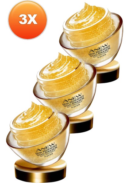 Anew Cilt Yenileyici Protinollü Altın Emülsiyon Gece Yüz Kremi Üçlü Set 50 ml