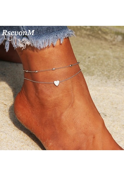 C1258-GÜMÜŞ Rscvonm Kalp Kadın Halhal Yalınayak Tığ Sandalet Ayak Takı Bacak Yeni Halhal Ayak Bileği Bilezikler Kadınlar Için Bacak Zinciri (Yurt Dışından) fiyatları