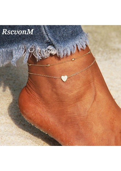 C1258-GÜMÜŞ Rscvonm Kalp Kadın Halhal Yalınayak Tığ Sandalet Ayak Takı Bacak Yeni Halhal Ayak Bileği Bilezikler Kadınlar Için Bacak Zinciri (Yurt Dışından) modelleri
