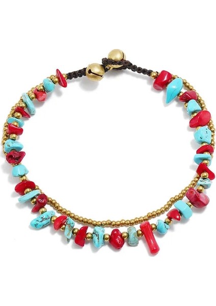 Yarı Saydam Bohem Iki Katmanlı Renkli Taş Altın Boncuk Zincir Yürüyüş Halhal Kadın Plaj Ayak Bileği Bilezik (Yurt Dışından) fiyatları