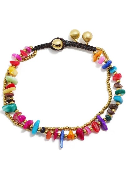 Yarı Saydam Bohem Iki Katmanlı Renkli Taş Altın Boncuk Zincir Yürüyüş Halhal Kadın Plaj Ayak Bileği Bilezik (Yurt Dışından) modelleri