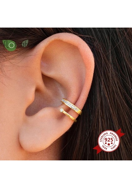 Turuncu Vintage Punk Kristal Geometri Kulak Klipsi Pirinç Altın Kaplama Manşet Küpe Kadınlar Için Olmayan Deldi Klip Kadın Küpe Takı (Yurt Dışından)