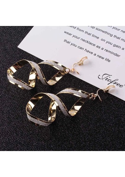 Damla Küpe Gümüş Abartılı Fırçalama Spiral Uzun Kulak Manşet Klipsi Küpe Altın Siyah Kadınlar Için Küpe Üzerinde Hiçbir Piercing Klipsi Moda Takı (Yurt Dışından) indirimleri