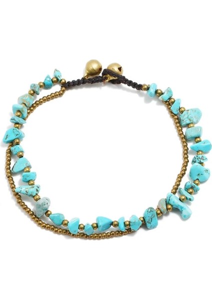 Yarı Saydam Bohem Iki Katmanlı Renkli Taş Altın Boncuk Zincir Yürüyüş Halhal Kadın Plaj Ayak Bileği Bilezik (Yurt Dışından) indirimleri