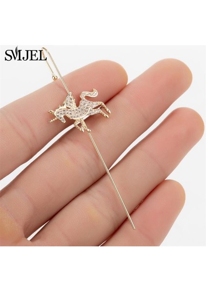 Altın Tarzı No.91 Beden Yeni Kulak Iğne Sarma Paletli Kanca Küpe Womeurround Auricle Diyagonal Damızlık Bakır Kakma Zirkon Piercing Küpe 1 Adet (Yurt Dışından)