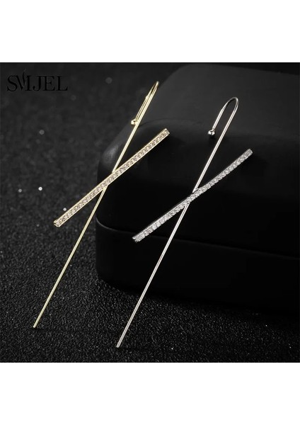 Altın Tarzı No.91 Beden Yeni Kulak Iğne Sarma Paletli Kanca Küpe Womeurround Auricle Diyagonal Damızlık Bakır Kakma Zirkon Piercing Küpe 1 Adet (Yurt Dışından)