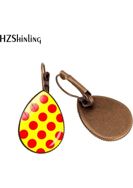 No.3 Boyutu 2019 Yeni Kırmızı Puantiyeli Gözyaşı Damlası Küpe Bronz Kulak Klipsi Renkli Puanl Küpe Klipler Cam Kubbe Takı (Yurt Dışından)