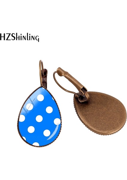 No.7 Boyutu 2019 Yeni Kırmızı Puantiyeli Gözyaşı Damlası Küpe Bronz Kulak Klipsi Renkli Puanl Küpe Klipler Cam Kubbe Takı (Yurt Dışından)