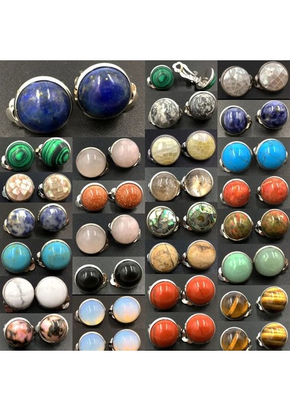 Pembe Kristal MC6981 Kaplan Gözü Lapis Lazuli Malakit Aventurin Opal Howlite Kristal Unakite Jaspe Abalone Kabuk Sanat Oval Klip Küpe WB659 (Yurt Dışından)