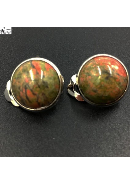 Pembe Kristal MC6981 Kaplan Gözü Lapis Lazuli Malakit Aventurin Opal Howlite Kristal Unakite Jaspe Abalone Kabuk Sanat Oval Klip Küpe WB659 (Yurt Dışından)