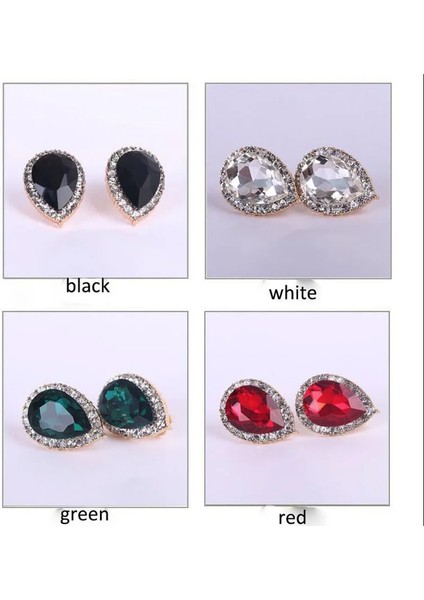 Mavi Deldi En Li Avusturya Kristal Rhinestone Su Damlası Şekil Klip Küpe Olmayan Piercing Charm Gelin Kulak Toka Küpe Bijoux (Yurt Dışından) modelleri