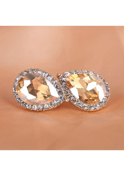Mavi Deldi En Li Avusturya Kristal Rhinestone Su Damlası Şekil Klip Küpe Olmayan Piercing Charm Gelin Kulak Toka Küpe Bijoux (Yurt Dışından) fırsatları