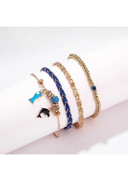 C09104 Tocona Boho Kabuk Katmanlı Altın Renk Ayak Zinciri Yalınayak Sandalet Kalp Balık Alaşım Kadınlar Için Renkli Halat Halhal Yaz Takı (Yurt Dışından) indirimleri