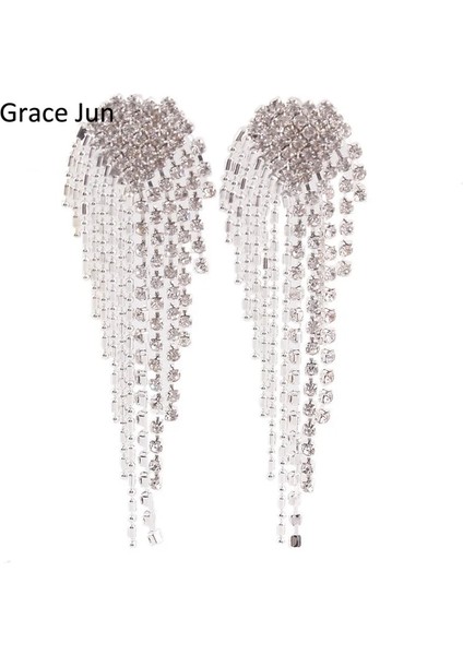 Grace Haziran Yeni Varış Büyük Kalp Şekli Püskül Taklidi Küpe Klipsi Hiçbir Deldi Charm Avize Takı Hiçbir Delik Kulak Klipsi (Yurt Dışından)