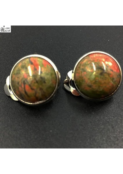 Unakite MC6995 Kaplan Gözü Lapis Lazuli Malakit Aventurin Opal Howlite Kristal Unakite Jaspe Abalone Kabuk Sanat Oval Klip Küpe WB659 (Yurt Dışından)