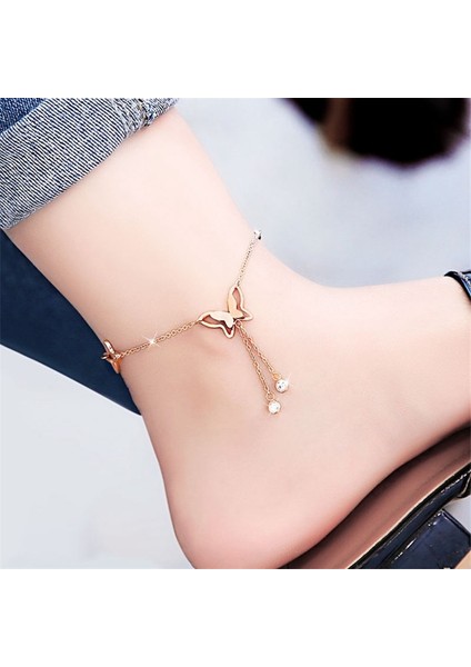 KK793 Metal Kelebek ve Yapay Elmas Tasarımlı Halhal (Yurt Dışından) fiyatları