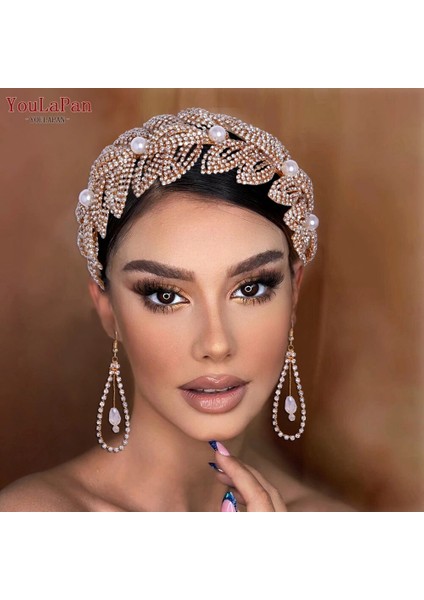 HP366-ALTIN Topqueen HP366 Lüks Gelin Tiara Taç Çiçek Taç Gelin Çelenk Bohemia Saç Bantları Düğün Gelin Saç Vines Aksesuarları (Yurt Dışından) indirimleri